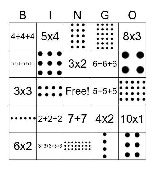 Arrays  Bingo Card