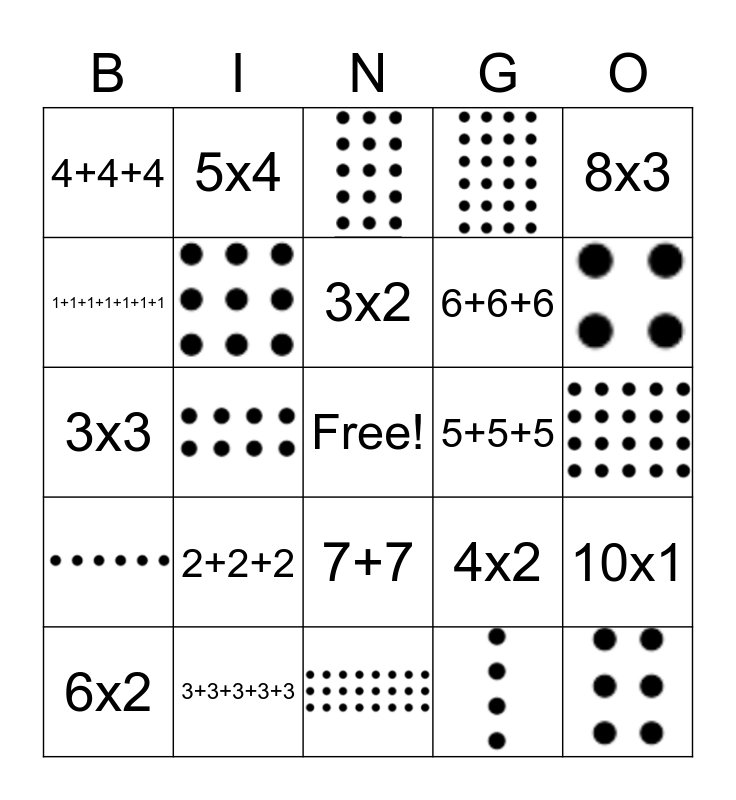 Arrays Bingo Card