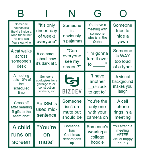 BizDev Bingo Card