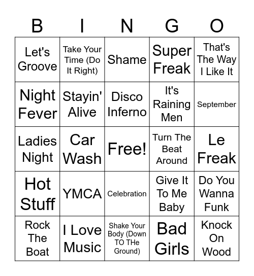 1- Disco Fever Bingo Card