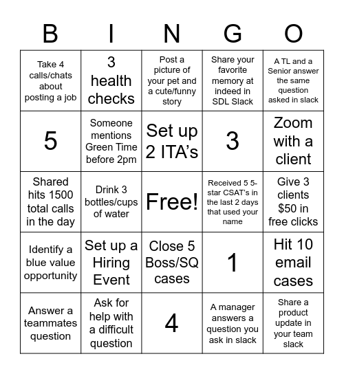 Indeed Bingo Card