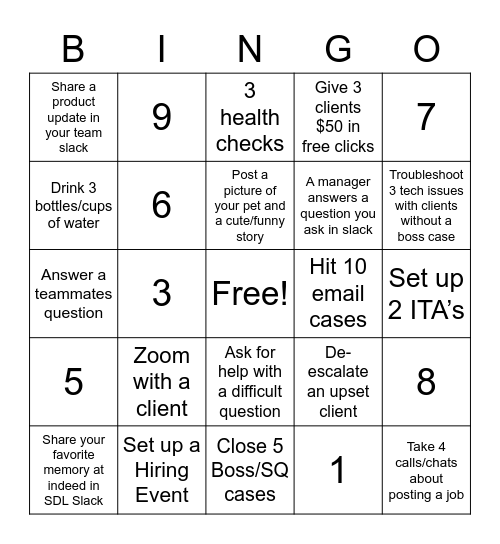 Indeed Bingo Card