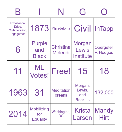 Morgan Lewis Bingo Card