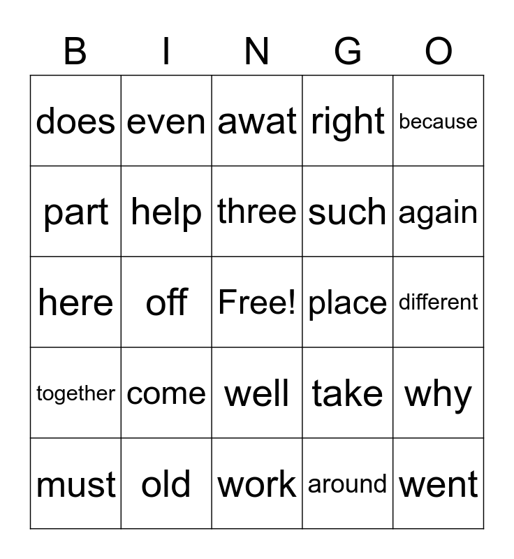 level-3-high-frequency-words-bingo-card