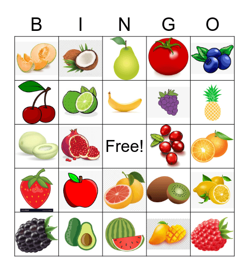 Les Fruits Bingo Card