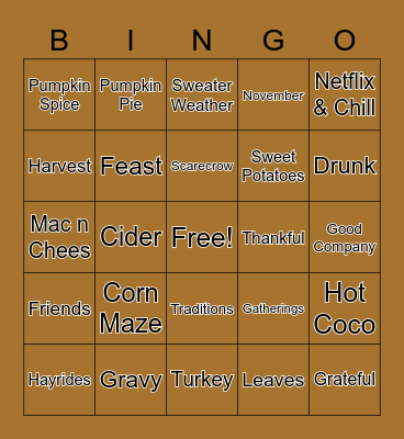 Friendsgiving Bingo Card