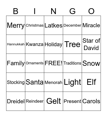 Holiday Bingo Card