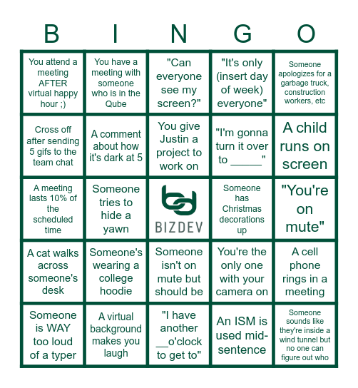 BizDev Bingo Card