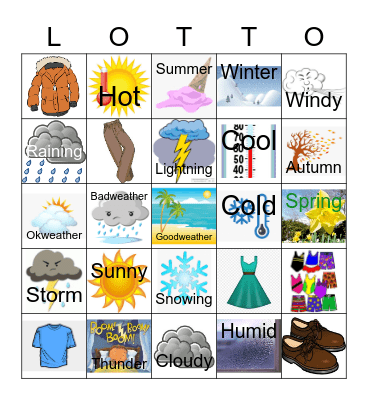 El tiempo & La Ropa Bingo Card