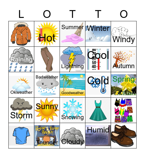 El tiempo & La Ropa Bingo Card