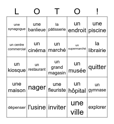 Où allons-nous (4A) Bingo Card