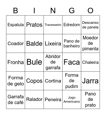 Chá de Panela Bingo Card