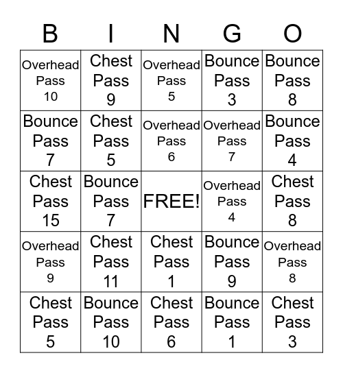 Passing Bingo  Bingo Card