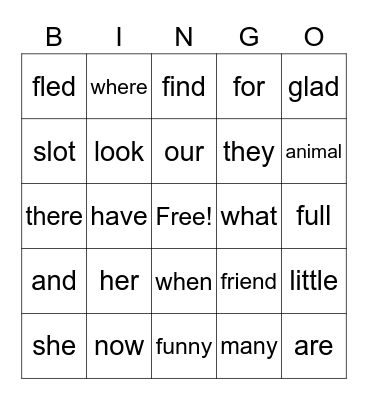 Bingo Lesson 8 Bingo Card