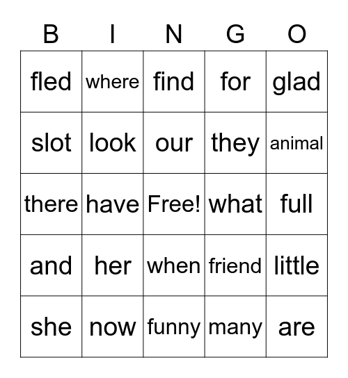 Bingo Lesson 8 Bingo Card