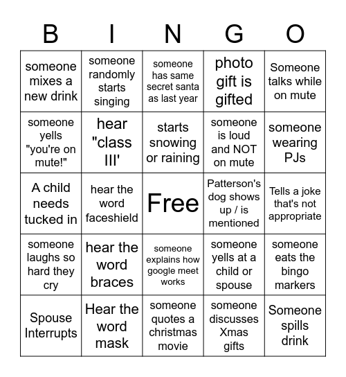 Dietrich Ortho Team Christmas BINGO! Bingo Card