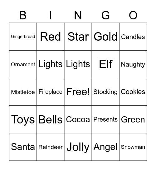 CHRISTMAS BINGO Card