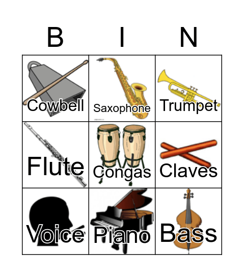 Latin Instruments Bingo Card