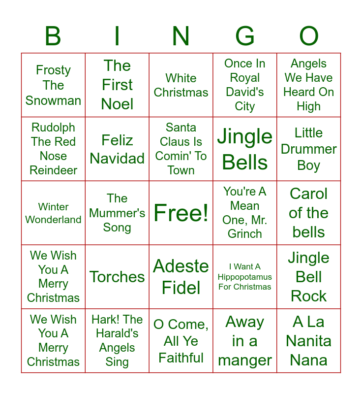 vivo-christmas-song-s-bingo-bingo-card for Christmas Song Bingo Free Printable Vivo Christmas song's BINGO! Bingo Card for Christmas Song Bingo Free Printable