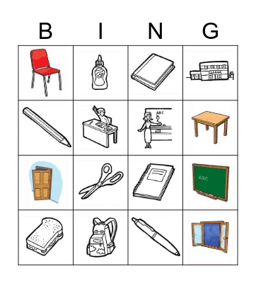 School Bingo Card