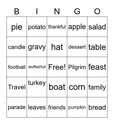 Thanksgiving Bingo Card