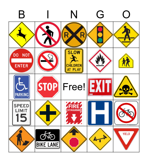 Street Sign Bingo Card