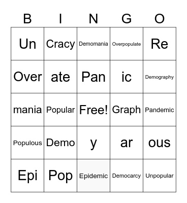 Root Vocabulary #6-The Peeps Bingo Card