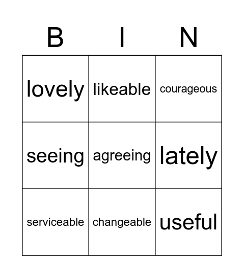 keep the final e Bingo Card