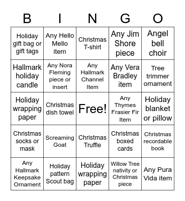 Hallmark Bingo Card