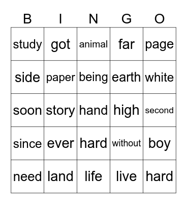 Level 5 Bingo Card