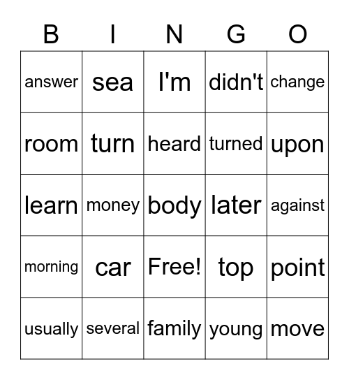 LEVEL 6 Bingo Card