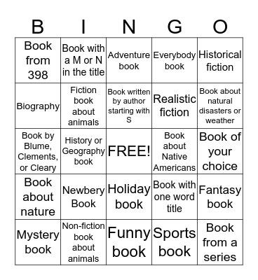 ACCELERATED READER BINGO Card