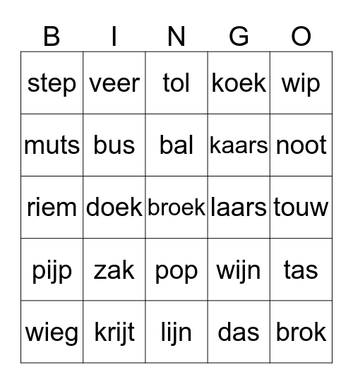 sinterklaas bingo Card