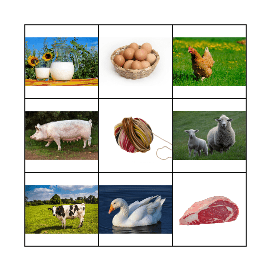 Bauernhof-Bingo Card