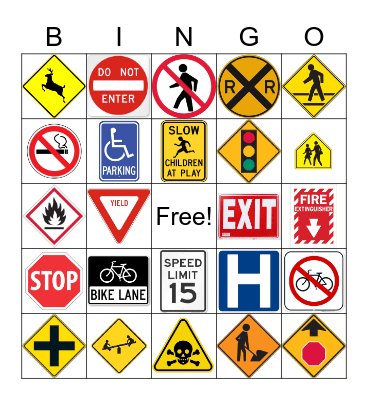 Street Sign Bingo Card