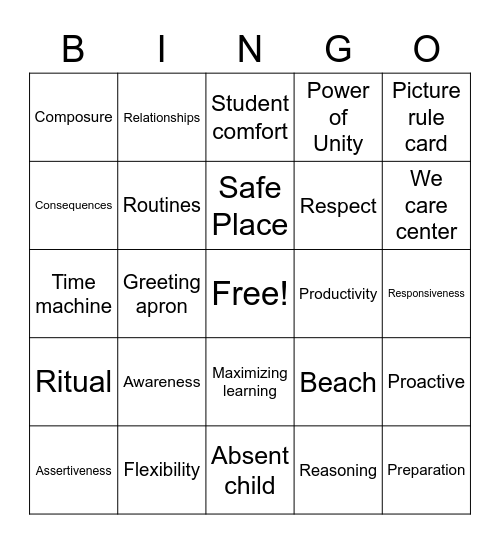 Conscious Discipline/CLASS Bingo 5 Bingo Card