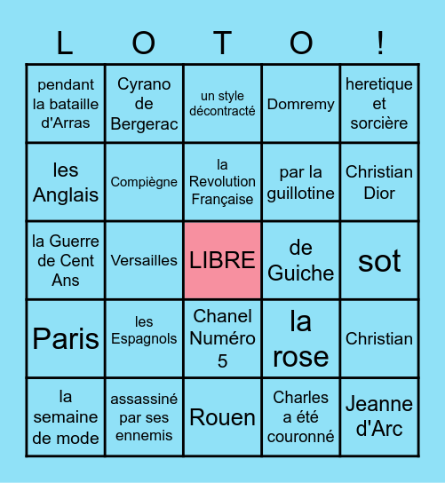On revise! Francais 3 Bingo Card