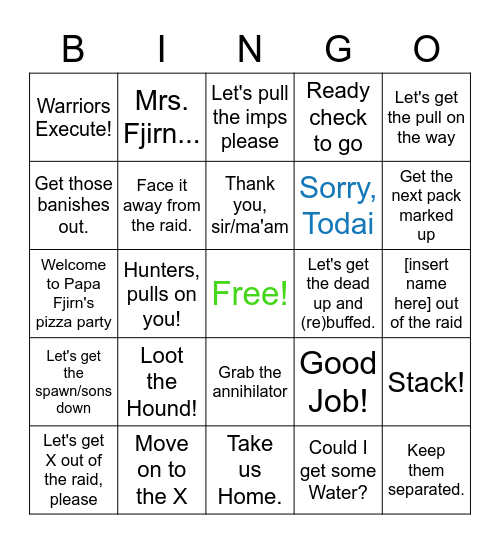 Papa Fjirn's MC Bingo Card