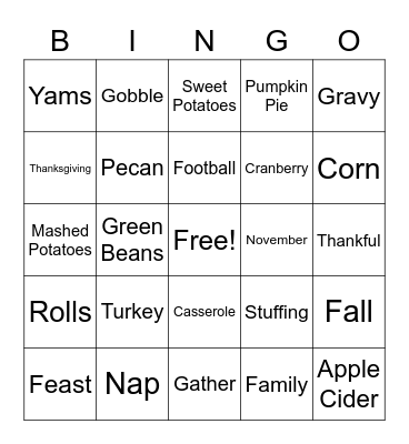 Thanksgiving Bingo Card