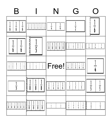 Fraction Bingo Card