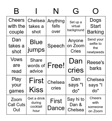 Wedding Bingo Card