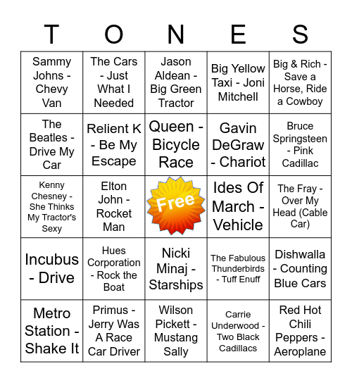 Game Of Tones 11/16/20 Game 2 Bingo Card