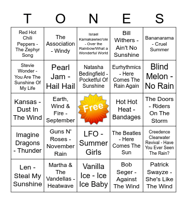 Game Of Tones 11/16/20 Game 4 (Pattern) Bingo Card
