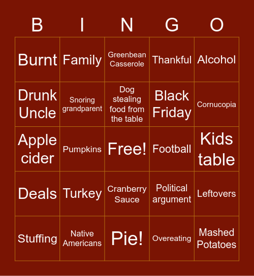 Thanksgiving! Bingo Card