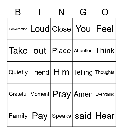 How to Pray Bingo Card