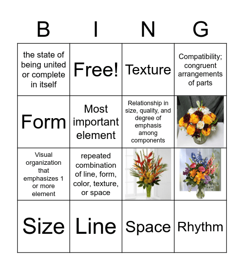 Floral Principles and Elements of Design Bingo Card