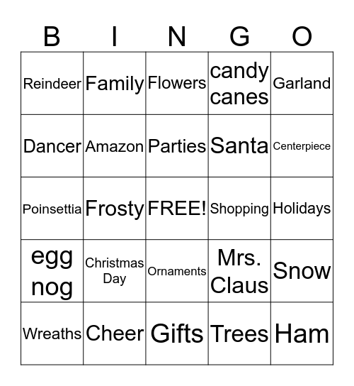 Holiday Bingo Card