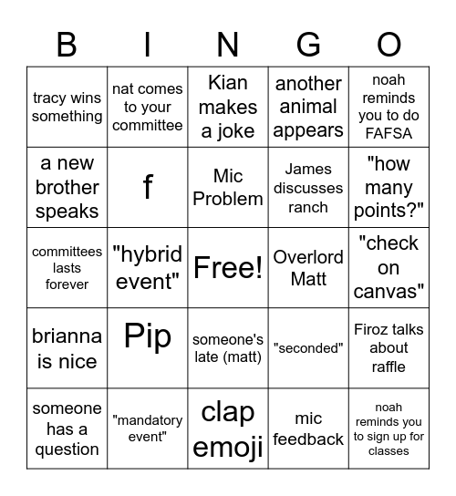 PSP Bingo Square Bingo Card