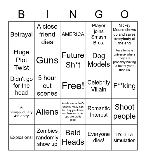 Call of Duty BINGO Card