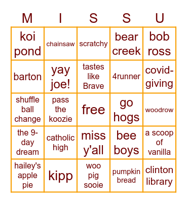 T-Giving 2020 Bingo Card